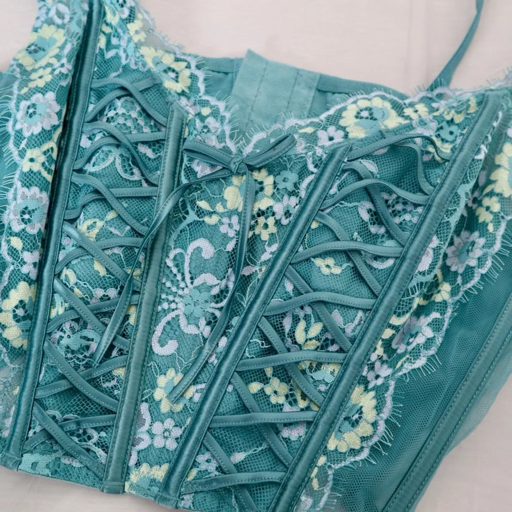 Victoria's Secret Teal Lace Crop Top - Picture 2 of 3